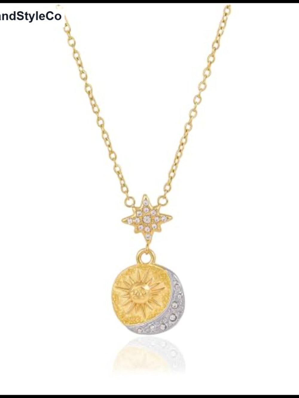 Vintage Sun Moon Star Pendant Necklace Women